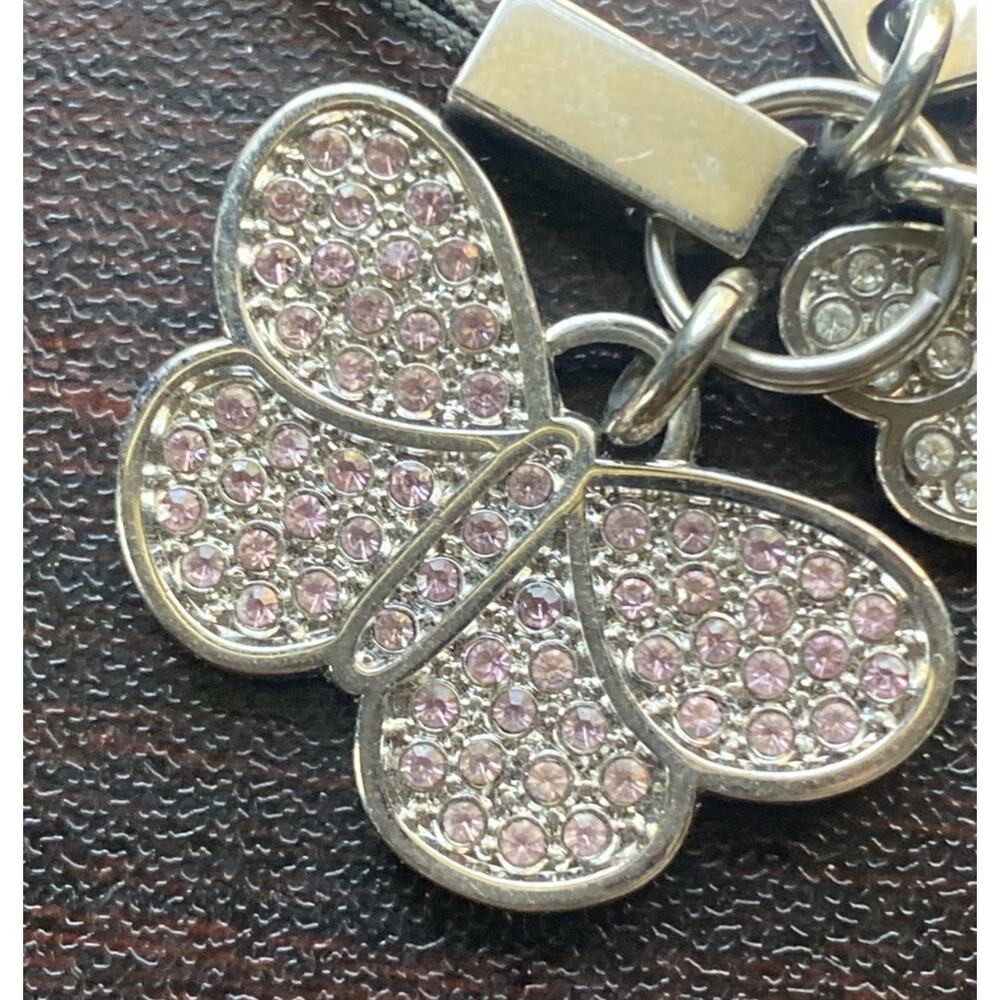 Coach Multi BUTTERFLY Pink White Glitter Charm Fob Keychain Rare Pave Stones - Picture 2 of 8
